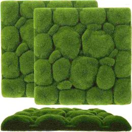 Decoratieve bloemen 3 stuks gesimuleerd mos schuim groene muur decor gras kunstplanten glas bloemstuk simulatie board nep