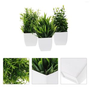 Fleurs décoratives 3 pcs Simulate Plante en pot plantes artificielles fausses intérieures avec du bonsaï Mini décor pp Office Office