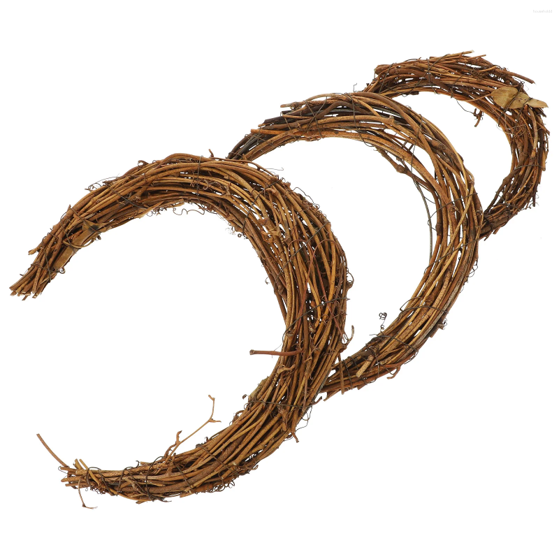 Fiori decorativi 3 pezzi Smilax Ghirlanda Rattan che produce anelli fai -da -te Garland Crafts Circle Accessorio Materiale naturale Ghilani della porta d'ingresso