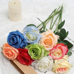 Decoratieve Bloemen 3 STUKS Gesponnen Zijde Kunstmatige Blauwe Roos Gebroken Ijs Nep Ecuador Real Touch Voor Cadeau Thuis Bruiloft Decoratie