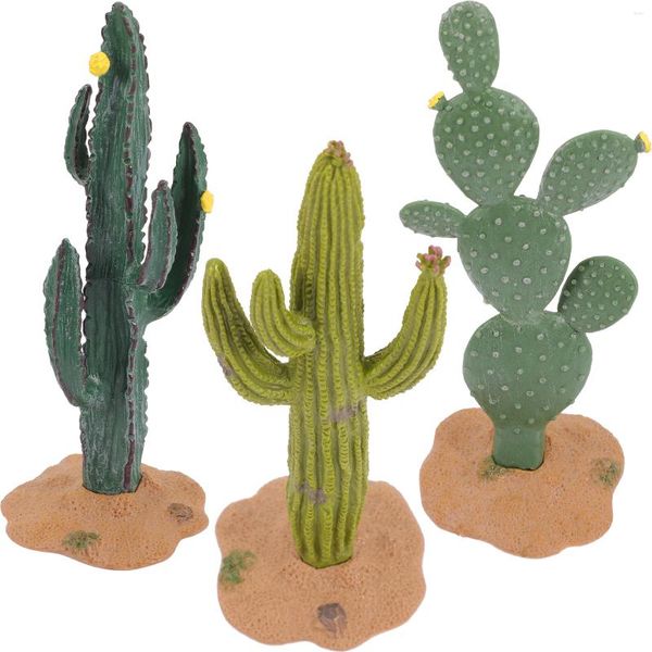 Fleurs décoratives 3 pièces, décoration de table, petites Statues de jardin, Mini Cactus, ornements miniatures, ornement en Pvc pour enfant