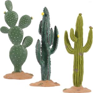 Fleurs décoratives 3 PCS Miniatures de table Plantes Figurines Décoration Cactus Ornements Tiny Bureau
