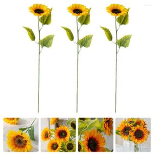 Fleurs décoratives 3 PCS Décor de mariage Sunflower Artificial Party Momen