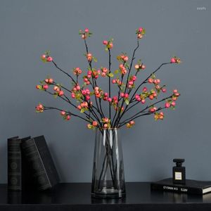Fleurs décoratives 3 volets Petite Pomme Fleur Artificielle 72CM Sauvage Salon Chinois Décoration de La Maison Vase Arrangement Meuble TV