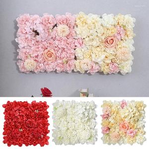 Flores decorativas 30 30 cm Panel de pared de rosa artificial Fondo de flores 3d para el compromiso de la boda en el hogar Decoración de la fiesta del día de San Valentín