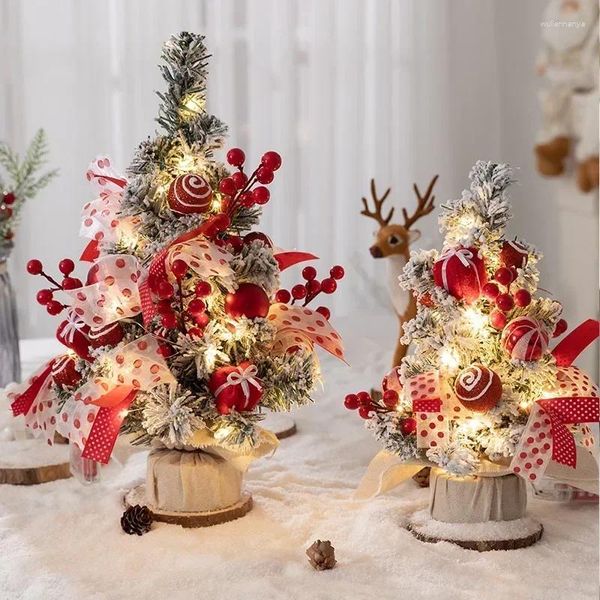 Flores decorativas 30/40 CM Mini árbol de Navidad de escritorio Cedro simulado Hogar Centro comercial Decoraciones de ventanas 2024 Agregar atmósfera de año