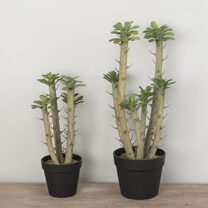 Decoratieve bloemen 30-50 cm 1 stks kunstmatige grote nep plant cilindrische cactus groen potten woonkamer tuin buiten Noordse huis