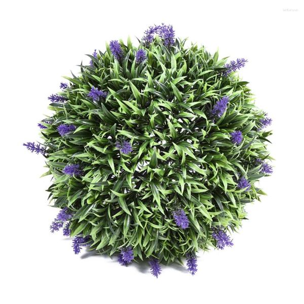 Fleurs décoratives 30 cm Lavande Ball Artificial Flower Bouquet Green Plants Faux Outdoor