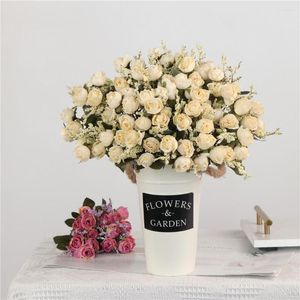 Fleurs Décoratives 30 Cm Mini Rose 1 Bouquet Branches De Fleurs En Soie Artificielle Faux Pour Décor De Mariage