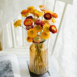 Decoratieve bloemen 30 hoofden goud oranje roze natuurlijke gedroogde bloem madeliefje bruiloft boeket droog bewaard gebleven huizendecoratietafel