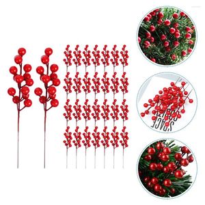Decoratieve bloemen 30 pc's kunstmatige planten kerstboomdecoraties bessen nep bessen simulatie rode plastic picks