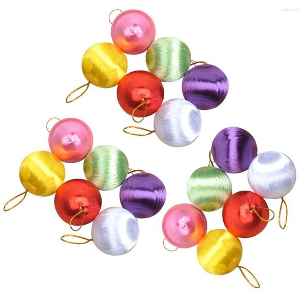 Fleurs décoratives 30 pièces boule de neige de noël pendentif Halloween décor Festival Satin boule colorée soie mousse boule de neige décoration