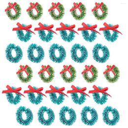 Fleurs décoratives 30 PCS Décorations de Noël Mini Wreath Crafts Couronnes pour les bougies Sisal Silk miniature