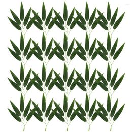 Decoratieve Bloemen 30 Stuks Gesimuleerde Bamboe Bladeren Natuur Vibe Nep Sushi Krans Decoraties Bloemstuk Tape Kunstmatig Voor Ambachten