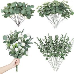 Decoratieve bloemen 30 stuks kunstmatige groene stengelbox voor diy bruid boeket bruiloft bloemen tuin eettafel centrum thuisfeest