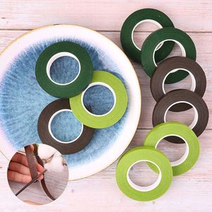 Decoratieve bloemen 30 meter 12 mm Bloemen stengel Tik Artificial Flower Free Wrap bloemist groen bruine crêpe papieren tapes diy benodigdheden