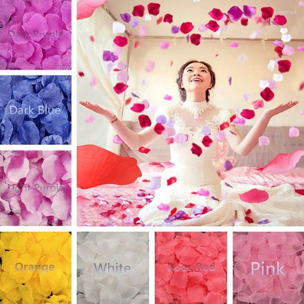 Flores decorativas 3000 unids Artificial Colorido Boda Seda Pétalos de Flores de Rosa Fiesta Romántica Accesorios de Decoración Pétalo Falso 7z