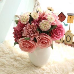 Decoratieve bloemen 30 cm 1 Bunch Rose Dahlia Bouquet Simulatie Bloem Foreign Trade Fake Export Huwelijkshuis Decoraties