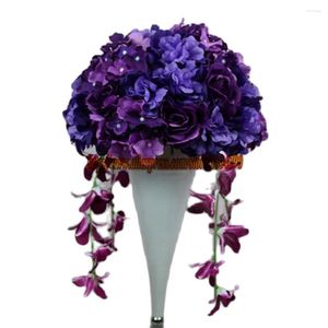 Fleurs décoratives 30 cm 10pcs / lot Route de mariage Route artificielle Boule de fleur de rose ou table maître de table Tongfeng