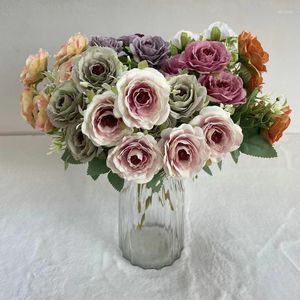 Decoratieve bloemen 30 cm 5 hoofden mooie kleine pioen kunstmatige tuin thuis bruiloft tafel decor hoge kwaliteit gesponnen zijde nep