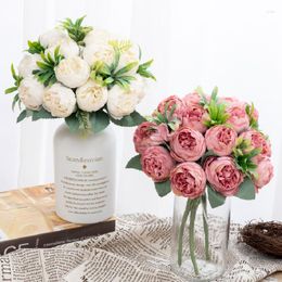 Decoratieve bloemen 30 cm kunstmatige bloem zijden pioen aquatische nep planten boeket wit roze bruiloft feestbenodigdheden huis woonkamer