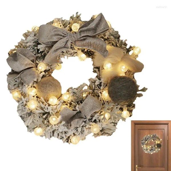 Flores decorativas de 30 cm Decoraciones navideñas Corona de flores Artificial Rattan Garland con guirnalda con luz de cuerda 2024