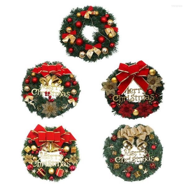 Flores decorativas 30 cm Corona de Navidad Guirnalda decorada Puerta Pared Ventana Colgante Decoración Flor artificial Colgante Decoración de fiesta