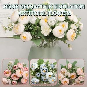 Fleurs décoratives 30 cm Fake Roses Silk Peony Années artificielles Décorations de Noël bouquet pour le mariage à la maison