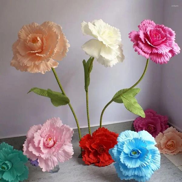 Fleurs décoratives 30 cm Géant PE Foam Rose Simulation branche de mariage Décoration Décoration Péony Garden Wall Road cité Party Party Supply