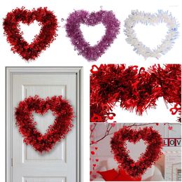 Couronne de fleurs décoratives en forme de cœur, 30cm, guirlande murale créative suspendue en forme de cœur, cadeau de saint-valentin pour Couple