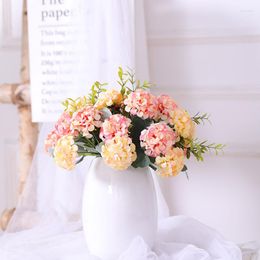 Fleurs décoratives 30cm hortensia bouquet artificiel fleur de mariage pour la mariée main soie floraison pivoine faux maison centres de table décor