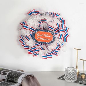 Fleurs décoratives 30 cm 4 juillet guirlande patriotique tenture murale bannière étoilée américaine décoration de couronnes de festival d'art intérieur et extérieur