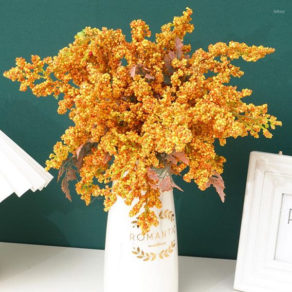 Flores decorativas 30Cm rosa otoño plantas artificiales espuma hierba ramo para el hogar boda jardín decoración accesorios DIY artesanía falsa