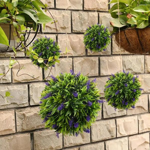 Flores decorativas de 30 cm Flor artificial de lavanda Topiario Bola colgante Cesta de colgantes Café de planta falsa Decoración