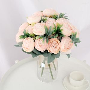 Fleurs décoratives 30 cm Rose Silk Peony Fleur artificielle rose bricolage maison maison Jardin Décoration de mariage Faux pour Vase Bouquet