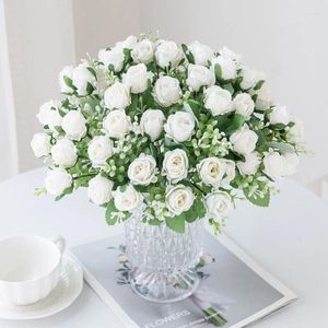 Fleurs décoratives 30 cm Bouquet artificiel de petit bourgeon artificiel pour la maison de mariée de mariage décoration intérieure accessoires de bricolage