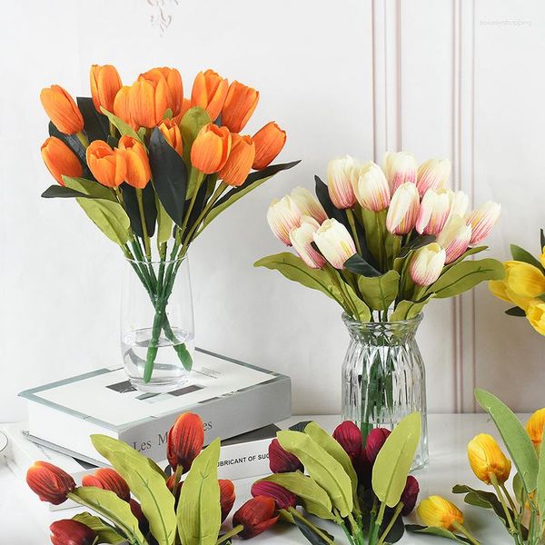 Fleurs décoratives 30 cm Simulation Bouquet De Tulipes Salon Maison Jardin Décor Fleur Artificielle Saint Valentin Fête De Mariage Fournitures Faux