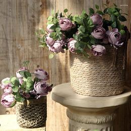 Decoratieve bloemen 30 cm Sneeuwthee Rose kunstmatige trouwhuis decoratie boeket lay -out tafel receptie