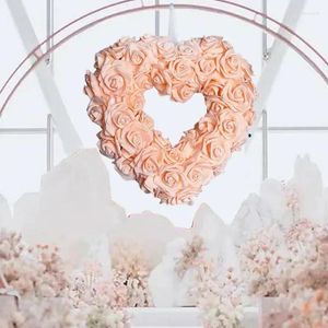 Fleurs décoratives 30CM Saint Valentin Amour Coeur Couronne Simulation Rose Guirlandes Décor De Mariage Décors Heureux Valentien Tenture Murale