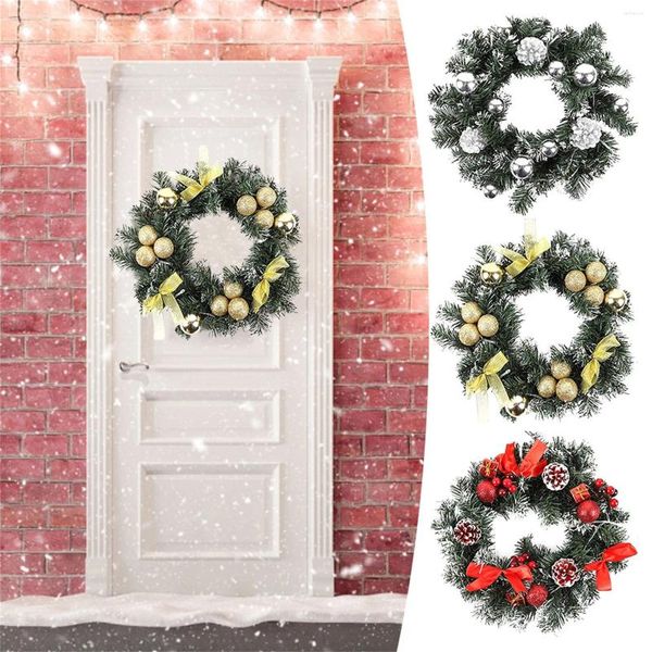 Flores decorativas de 30 cm puerta colgando colgantes decoraciones de mini árboles de navidad luces al aire libre coronas de invierno cedro