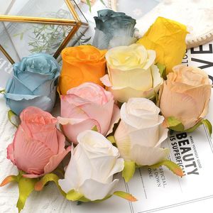 Fleurs décoratives 30 pièces/6 cm Rose têtes de fleurs artificielles en soie bricolage Scrapbooking maison guirlande de mariage décoration d'anniversaire faux