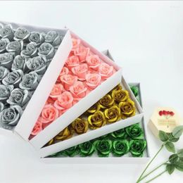 Fleurs décoratives 30 pièces 7 cm poudre de paillettes artificielles PE fleur Rose pour fête de mariage souvenirs d'anniversaire cadeaux faveur décoration de la maison