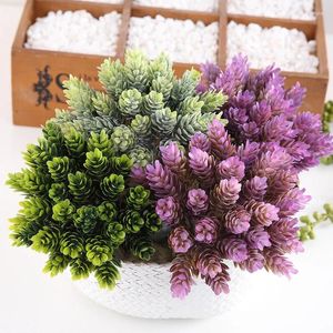 Fleurs décoratives 30pcs / faisceau faux plante verte plastique artificiel pour table de table de table de mariage