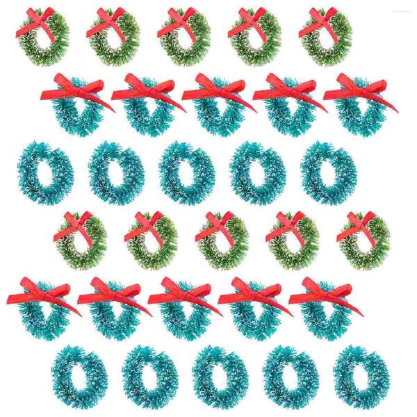 Flores decorativas 30 piezas Corona de Navidad Anillos de Navidad Servilleta Artesanía artificial Arco Puerta de entrada para mesa (verde azul)