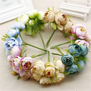 Fleurs décoratives 30 pcs/lot fleur en soie tête artificielle décoration de mariage couronnes voiture et fête 107