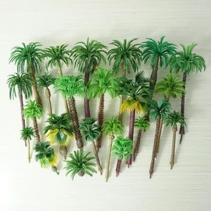 Fleurs décoratives 30pcs Modèles mixtes Arbres Cocotier Palm Simuler Mini Plantes Diy Miniature Park Sandor Scenery pour le rempotage