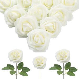 Decoratieve bloemen 30 stks realistisch ogende schuim nep rozen met stengels voor doe -het -zelf trouwboeketten babydouche bloemen arrangementen Home