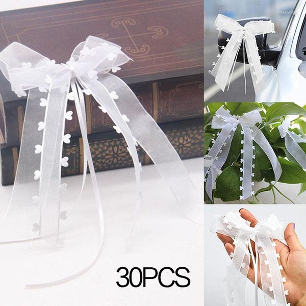 Flores decorativas 30 piezas/set Bownots de boda con amor Bow Bow Mini Cars Sillas de fiesta Fiest Varias Po Prop Decorations