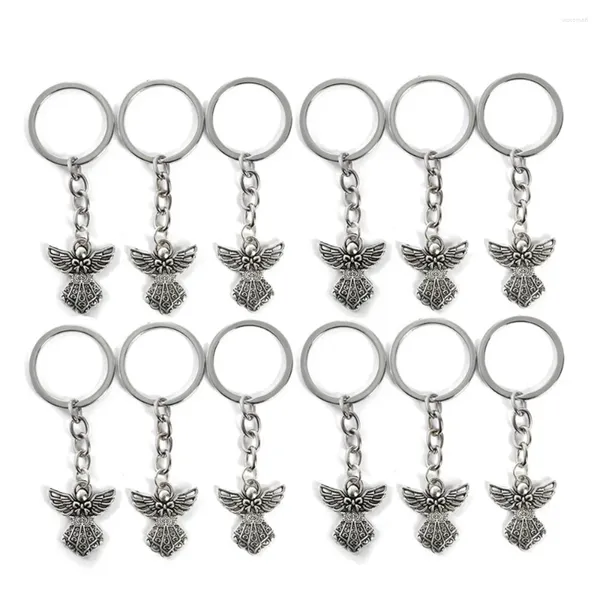 Fleurs décoratives 30 pièces couleur argent ange gardien porte-clés en alliage de Zinc pendentif mariage fête d'anniversaire bébé douche baptême Communion