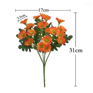 Flores decorativas 31 cm Colorido Bouquet Novorial Pequeña Daisy Plantas artificiales Sol Flower Silk Crisantemum para la decoración de la fiesta de bodas